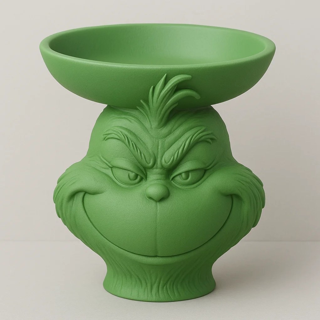 Grinch Head Catch-All Bowl – 3D Printed Holiday Entryway Tray for Keys, Candy & Ornaments - Bilde 4