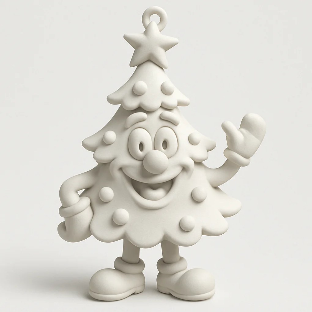 Cute Cartoon Christmas Tree Ornament – 3D Printed Holiday Decor – Easy Print, No Supports - Bilde 3