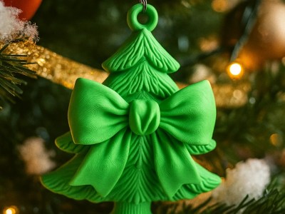 Coquette Bow Christmas Tree Ornament – 3D Printed Holiday Decoration