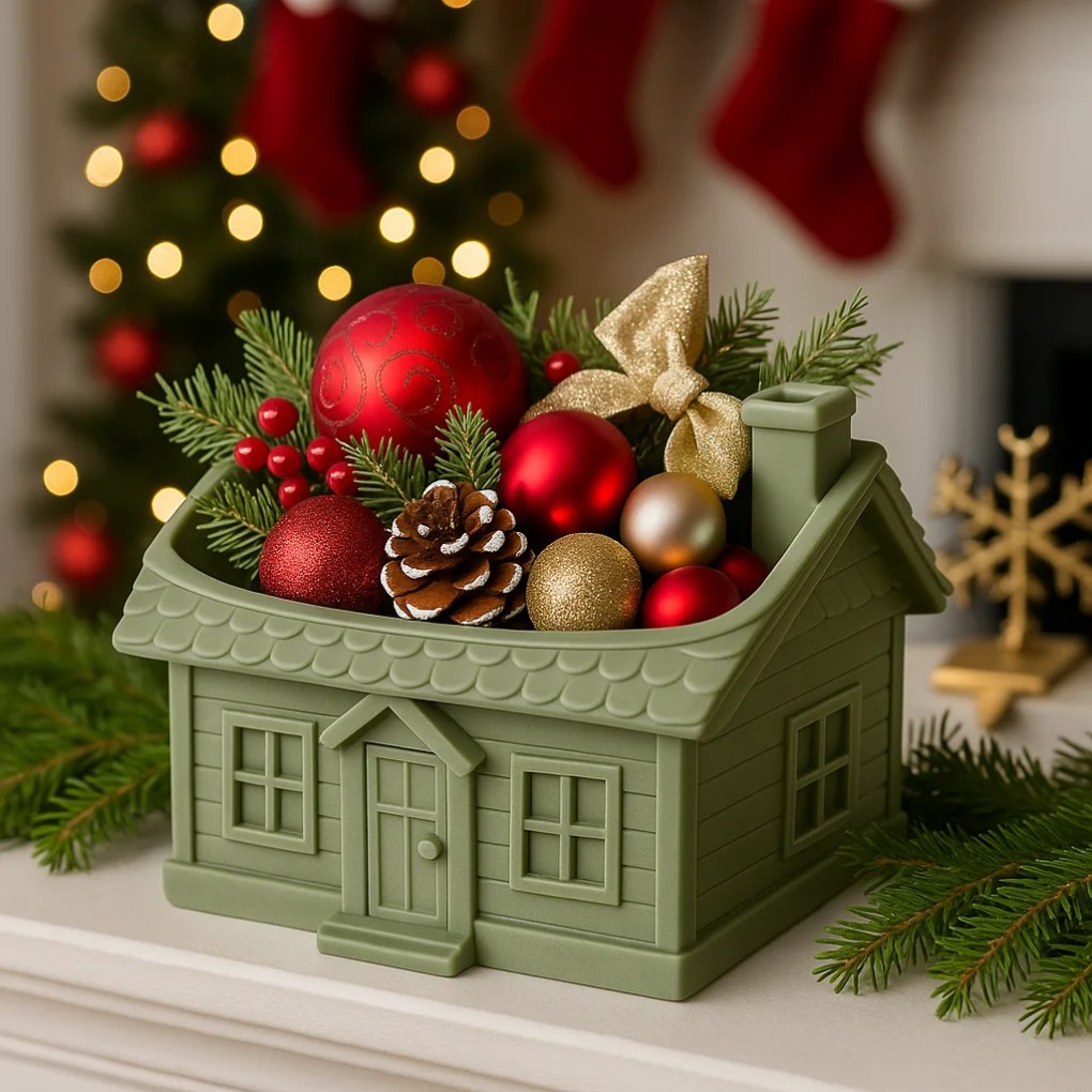 Festive Cottage Holiday Bowl