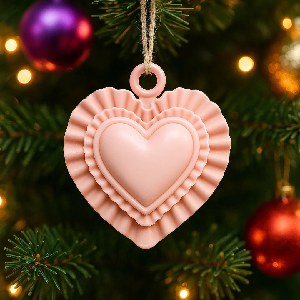 Layered Heart Christmas Ornament – Romantic Holiday Decor STL