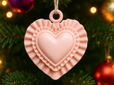 Layered Heart Christmas Ornament – Romantic Holiday Decor STL