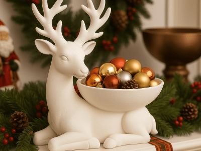 Reindeer Catchall Bowl – Sculptural Holiday Entryway & Tabletop Organizer