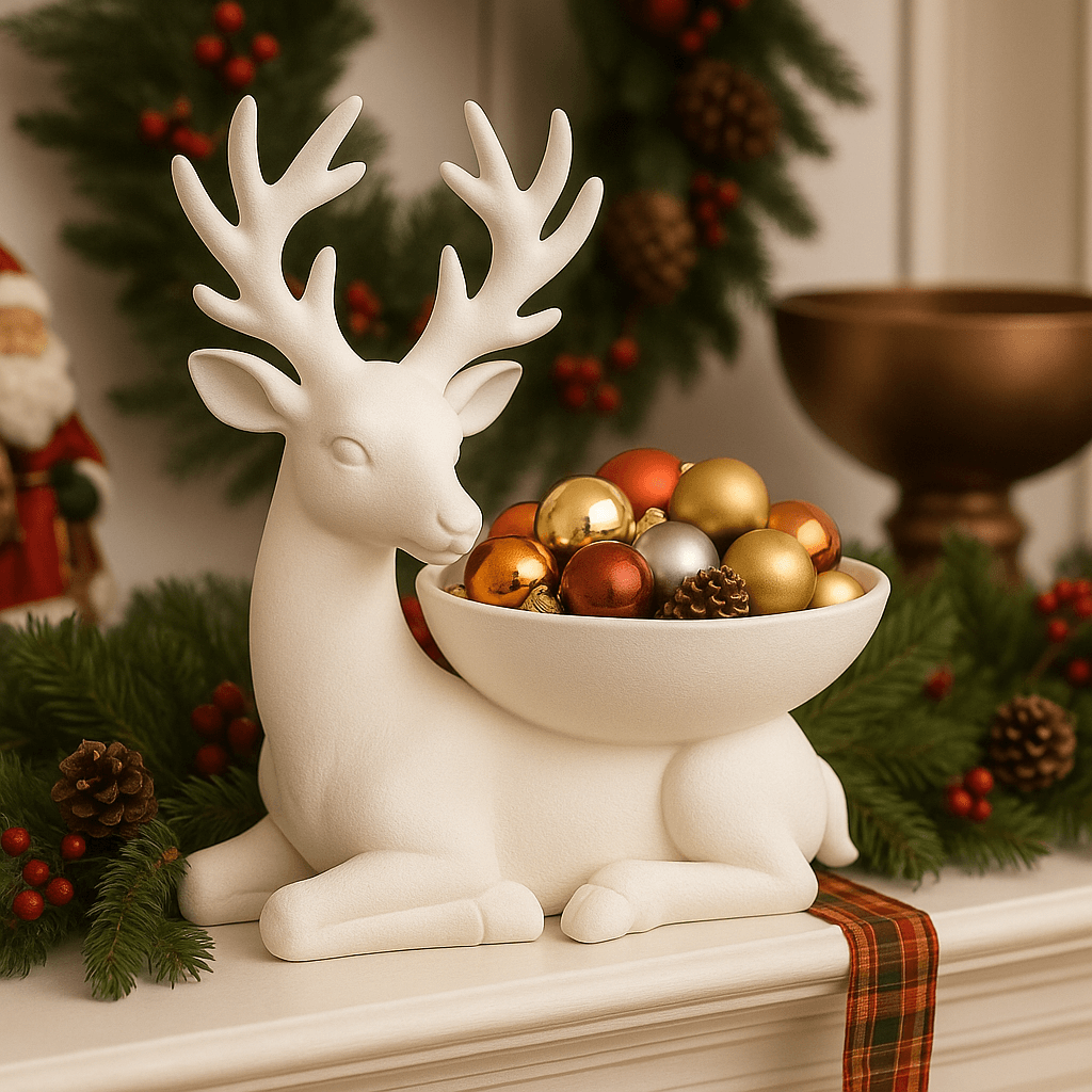Reindeer Catchall Bowl – Sculptural Holiday Entryway & Tabletop Organizer