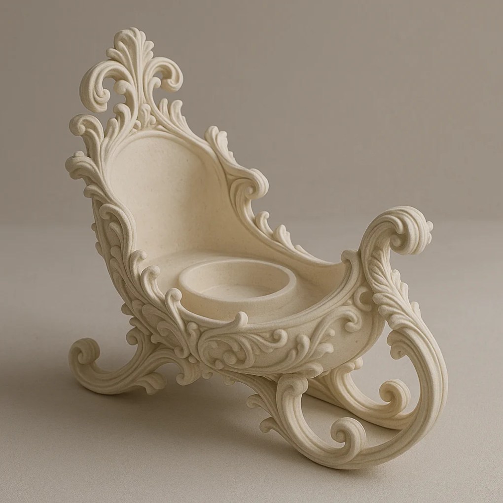 Baroque Sleigh LED Tealight Holder – Ornate 3D Printable Holiday Decor - Bilde 3