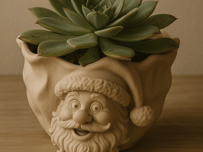 Santa Succulent Planter – Festive 3D Printed Christmas Pot
