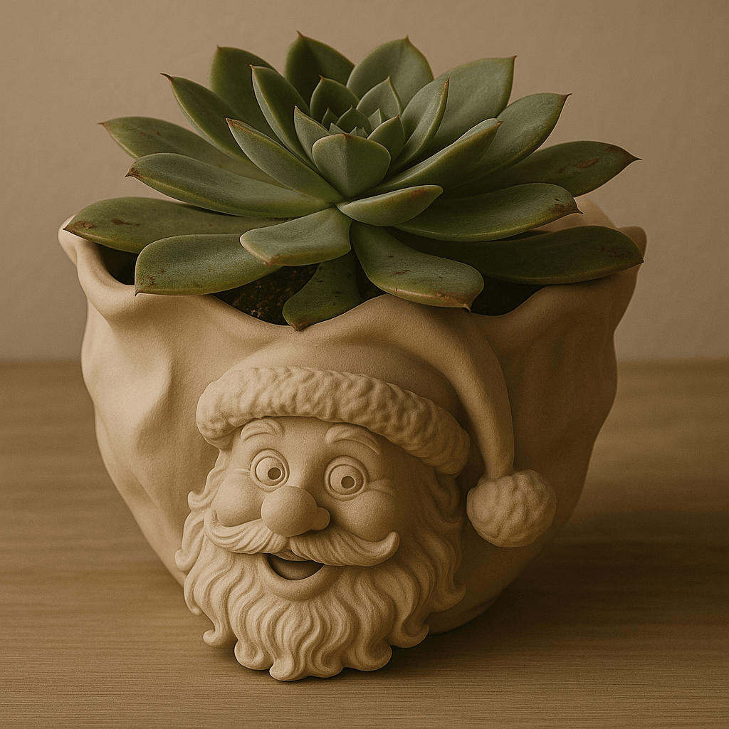 Nisse sukkulentpotte – Festlig 3D-printet julepotte
