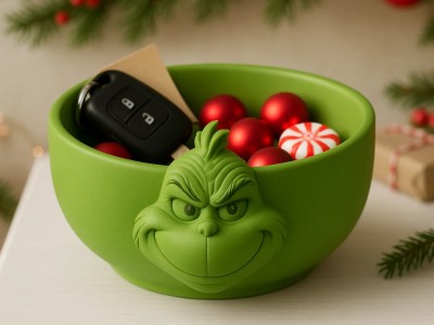 Grinch Christmas Catch-All Bowl – Sculpted Holiday Desk & Entryway Organizer