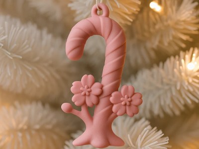 Candy Cane Ornament – Coquette Cherry Blossom Christmas Decor