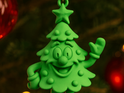 Cute Cartoon Christmas Tree Ornament – 3D Printed Holiday Decor – Easy Print, No Supports