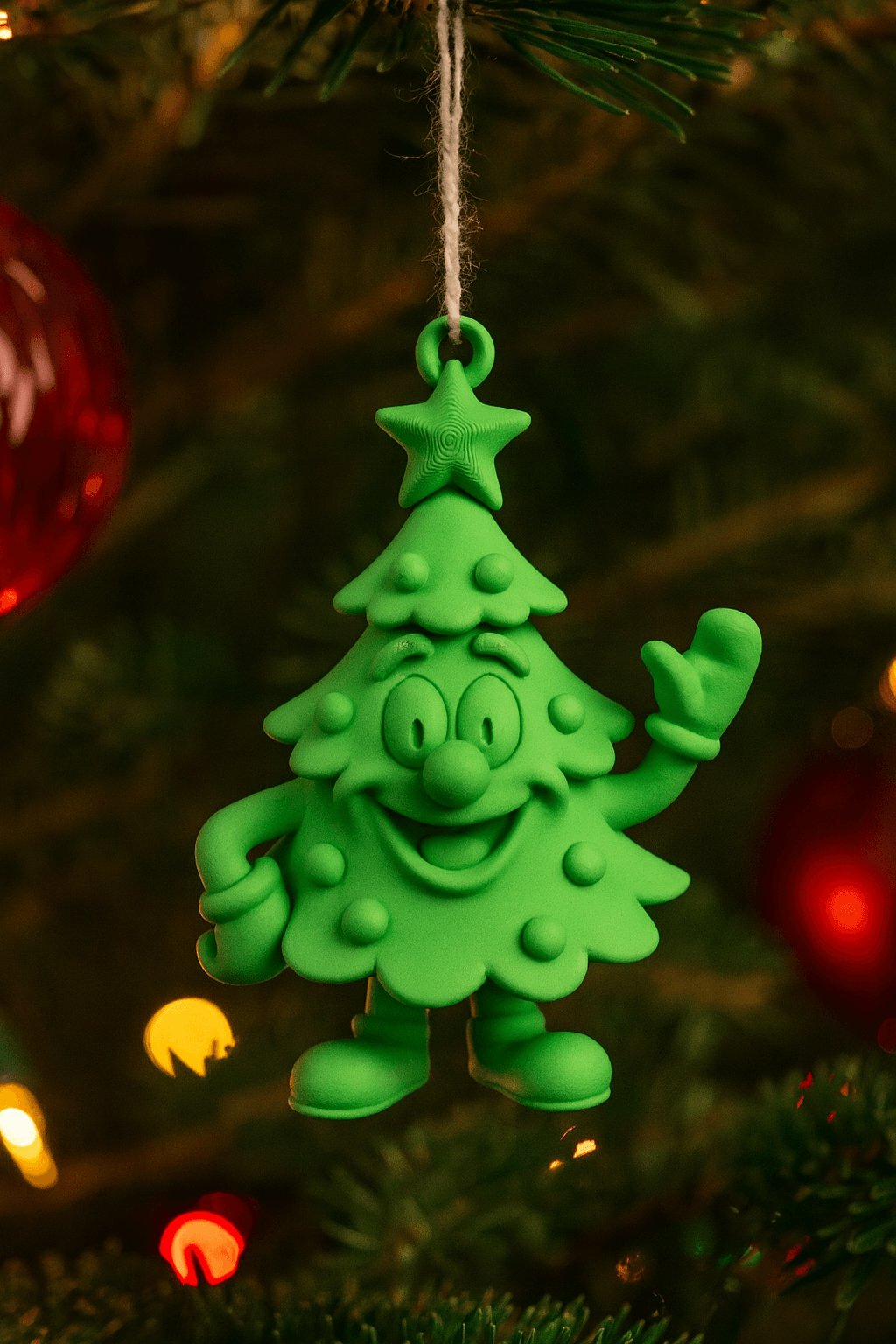 Cute Cartoon Christmas Tree Ornament – 3D Printed Holiday Decor – Easy Print, No Supports
