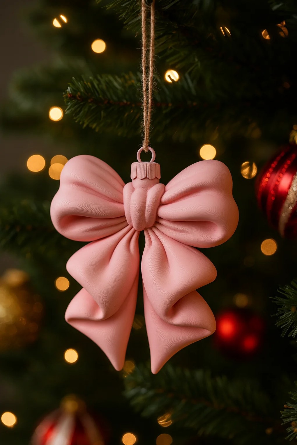 Puffy Coquette Bow Christmas Ornament