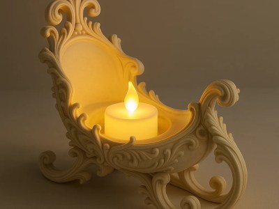 Baroque Sleigh LED Tealight Holder – Ornate 3D Printable Holiday Decor