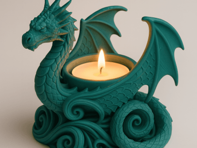 Sculptural Dragon Tea Light Holder – Fantasy Decorative Candle Display