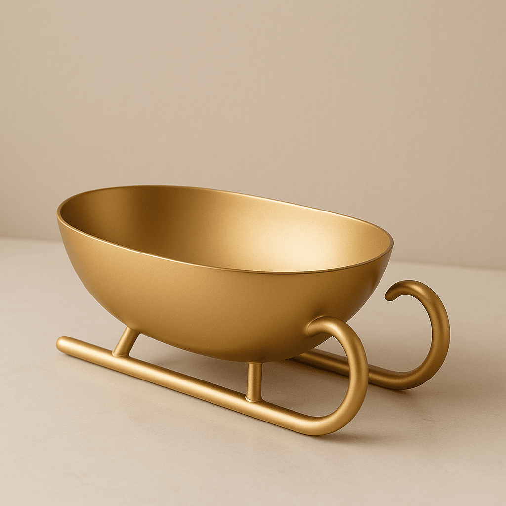 Elegant 3D Printed Golden Sleigh Bowl – Festive Holiday Centerpiece or Candy Dish - Bilde 4