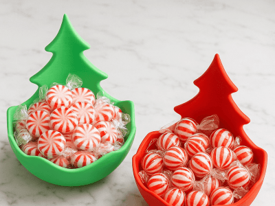 Christmas Tree Candy Bowl Holiday Peppermint Holders