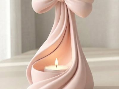 Coquette Bow Tea Light Holder – Elegant Drapery Candle Shroud